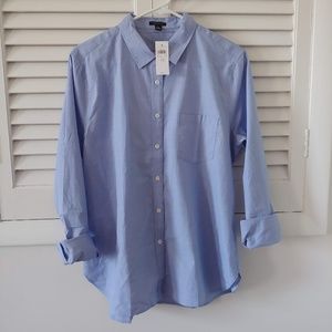 NWT ANN TAYLOR blue button down shirt 12
